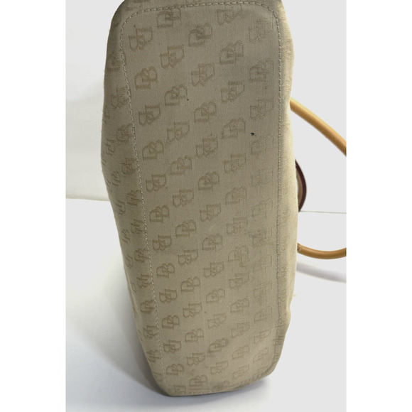 Dooney & Bourke Mini Tassel Tote Monogram Canvas Leather Trim H538QBO Beige - Picture 5 of 11